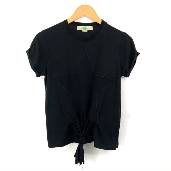♻️DONATED♻️ STELLA McCARTNEY Short Sleeve Tee XS / Small Black Star Fringe E19 - Picture 5 of 12